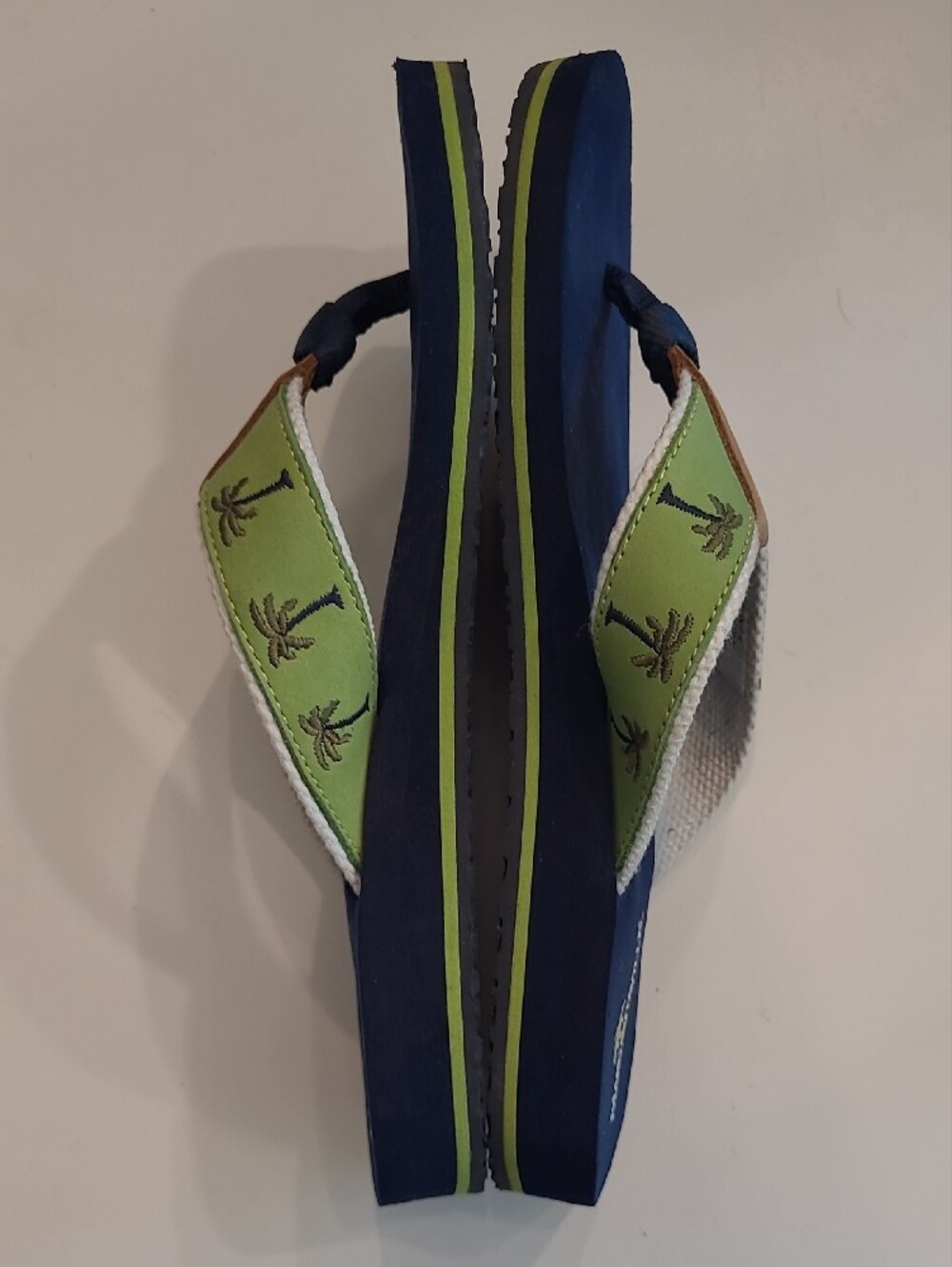 Margaritaville Breezy Slip On Toe Peg Leather Sandal Palm Tree Foam Flip Flops - Picture 13 of 17